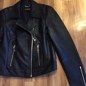 Dark Navy Express Minus The Leather Moto Jacket